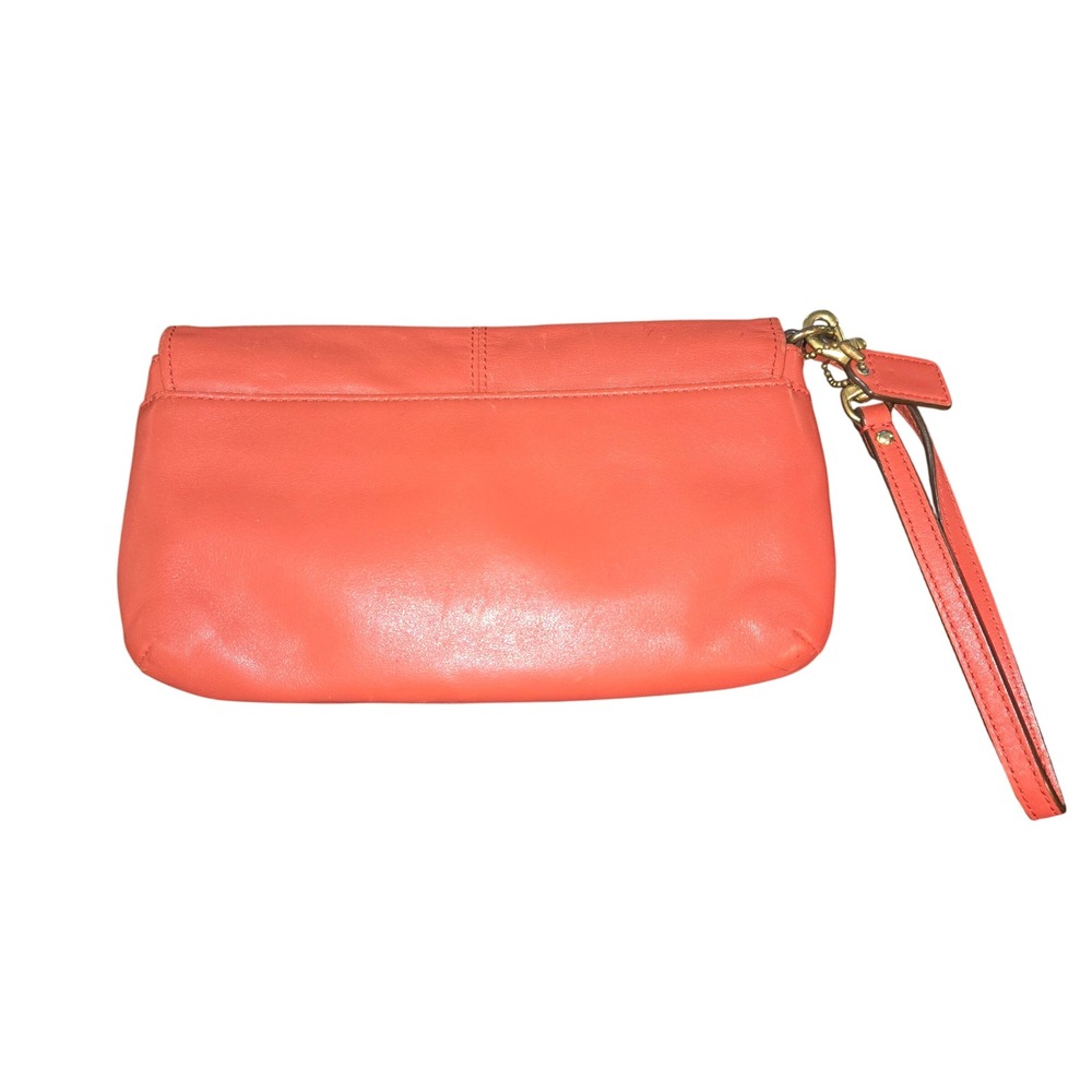Coach Wristlet Wallet Womens Coral Convertible Leather Fold Over Flap Closed - Picture 5 of 14